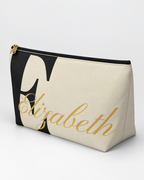 Personalized Classic Initial Cosmetic Pouch | Custom Monogram Makeup Bag with Script Name