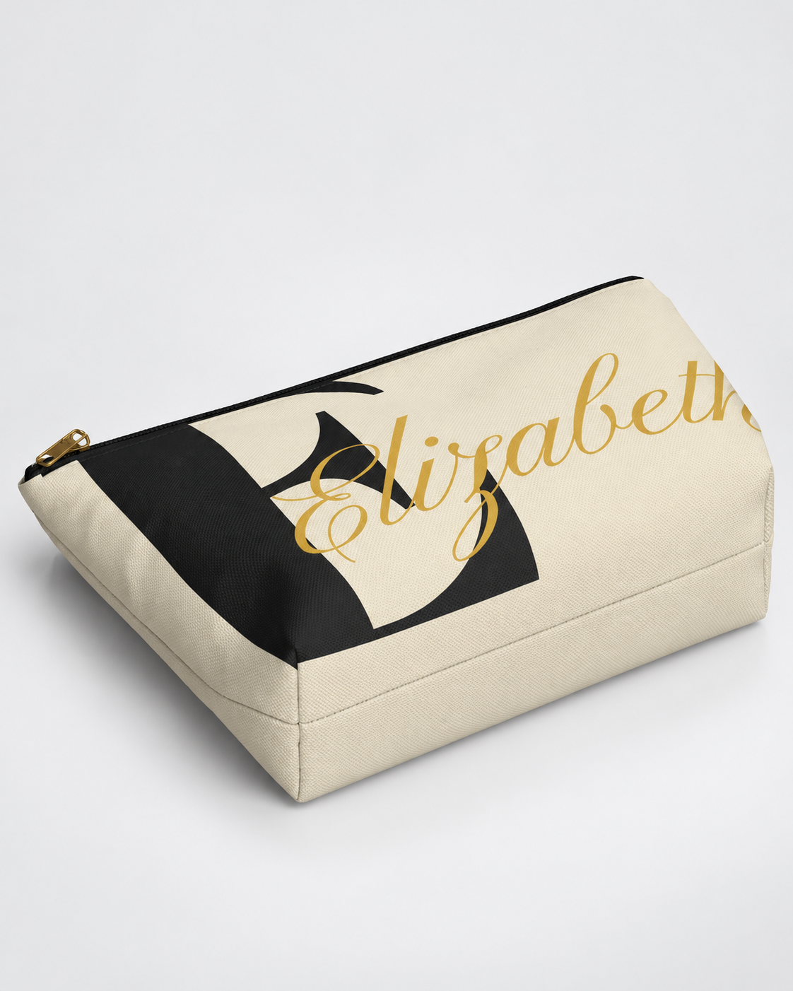 Personalized Classic Initial Cosmetic Pouch | Custom Monogram Makeup Bag with Script Name