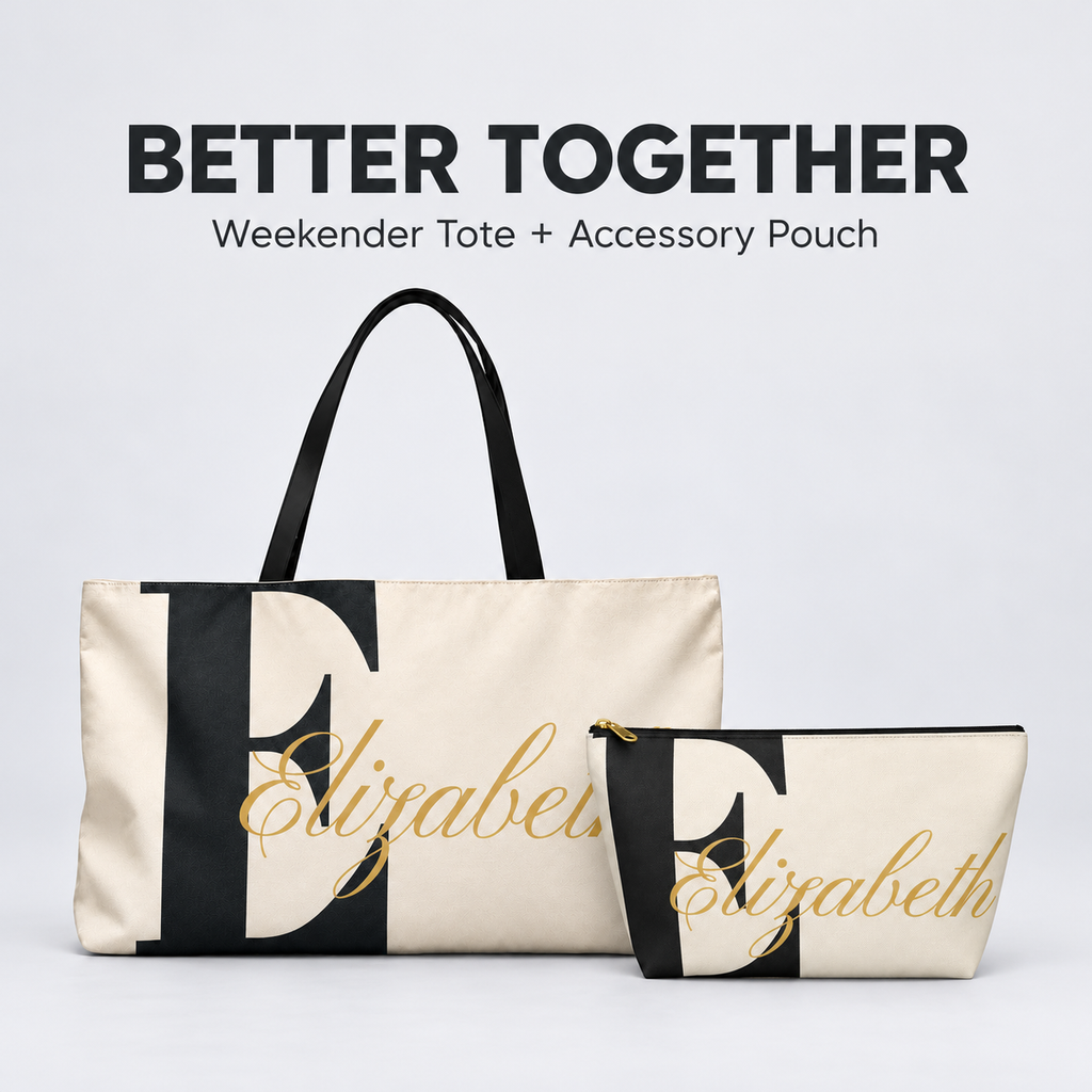 Personalized Classic Initial Weekender Tote | Custom Monogram Travel Bag with Script Name