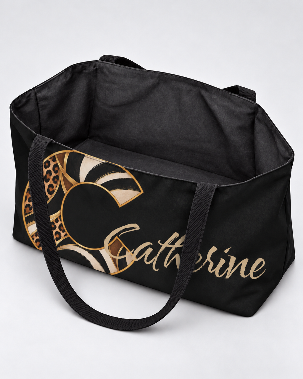 Personalized Wild Initial Weekender Tote | Leopard Print Monogram Travel Bag with Custom Name