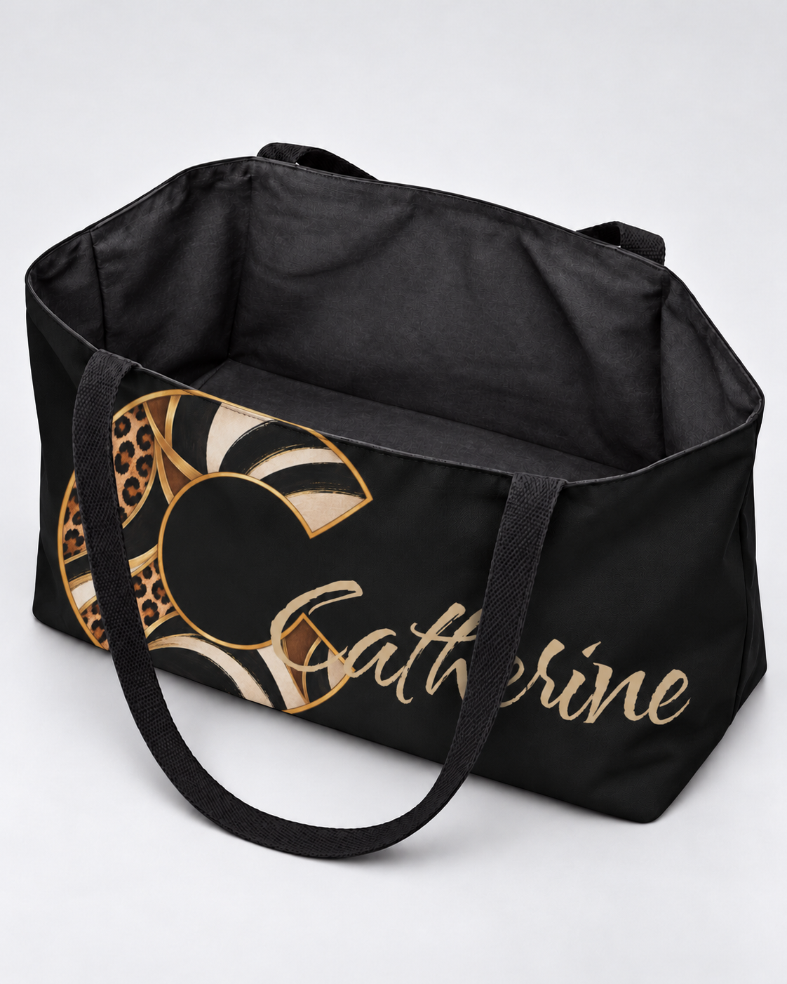 Personalized Wild Initial Weekender Tote | Leopard Print Monogram Travel Bag with Custom Name