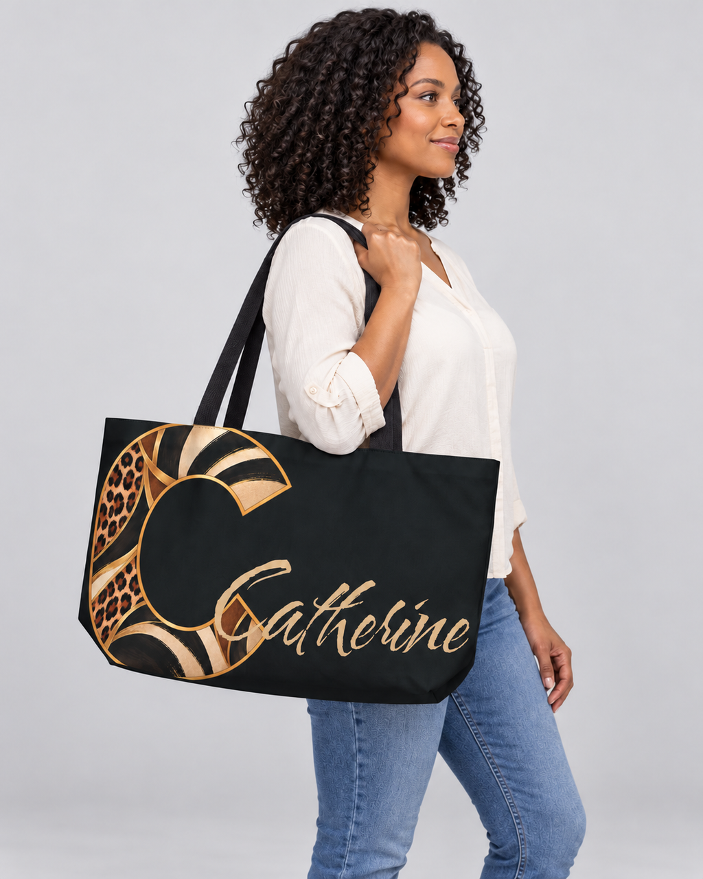 Personalized Wild Initial Weekender Tote | Leopard Print Monogram Travel Bag with Custom Name