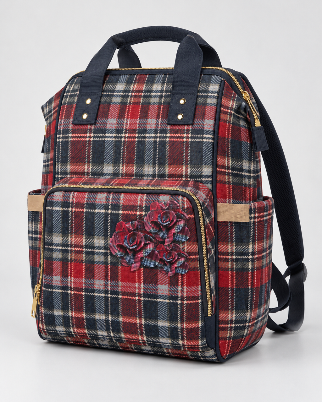Rogue Rosette Plaid Backpack | Women’s Red & Navy Commuter Bag