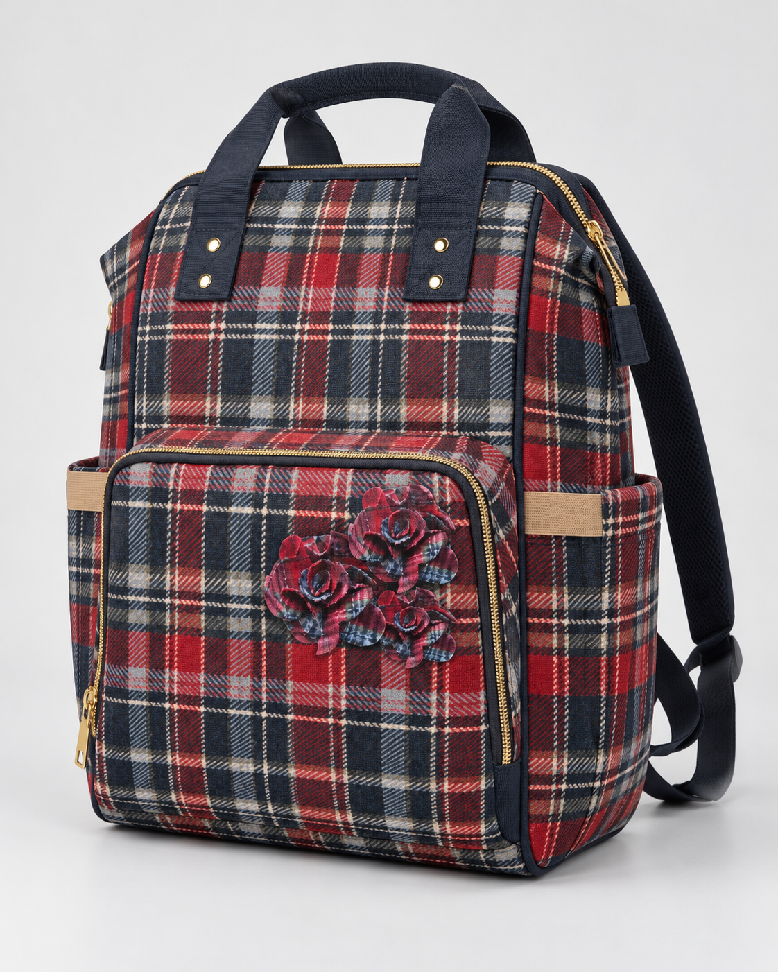 Rogue Rosette Plaid Backpack | Women’s Red & Navy Commuter Bag