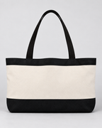 Personalized Colorblock Weekender Tote | Custom Script Name Travel Bag, Black & Ivory