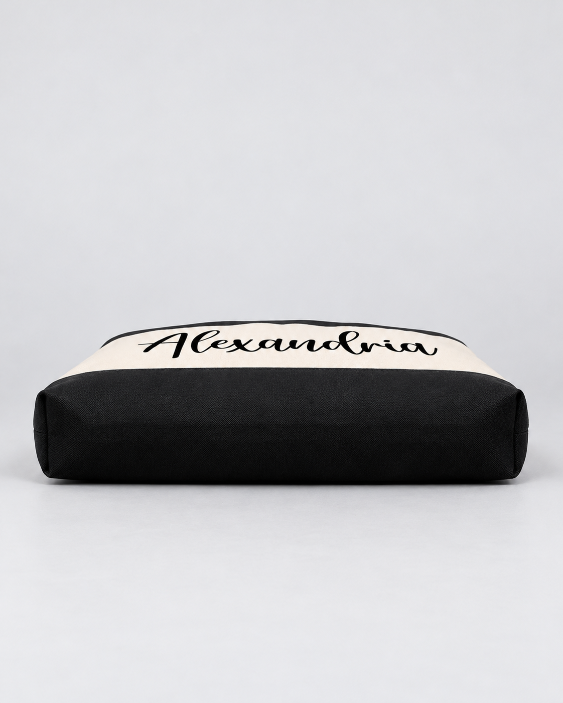 Personalized Colorblock Weekender Tote | Custom Script Name Travel Bag, Black & Ivory