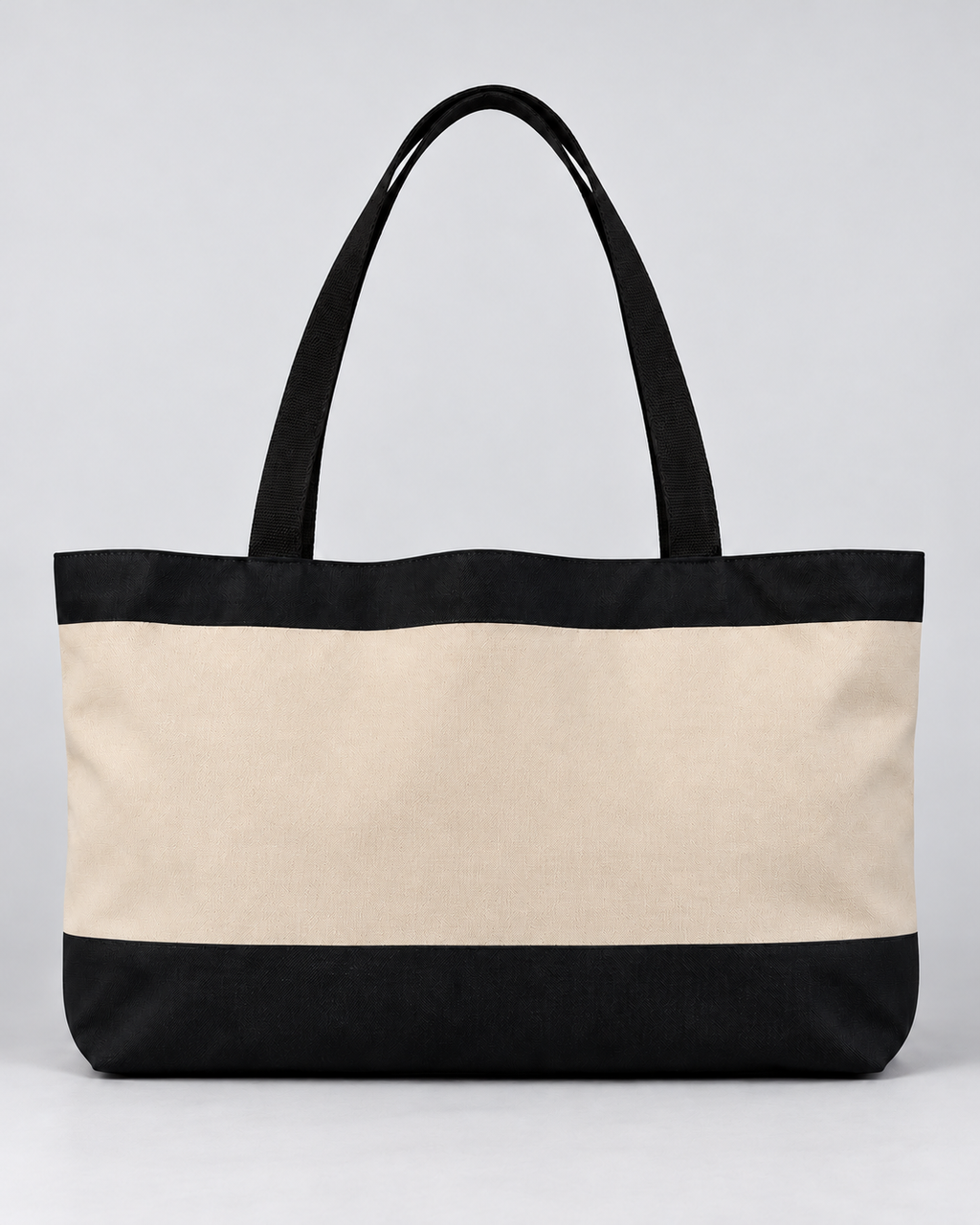 Personalized Colorblock Weekender Tote | Custom Script Name Travel Bag, Black & Natural