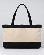 Personalized Colorblock Weekender Tote | Custom Script Name Travel Bag, Black & Natural
