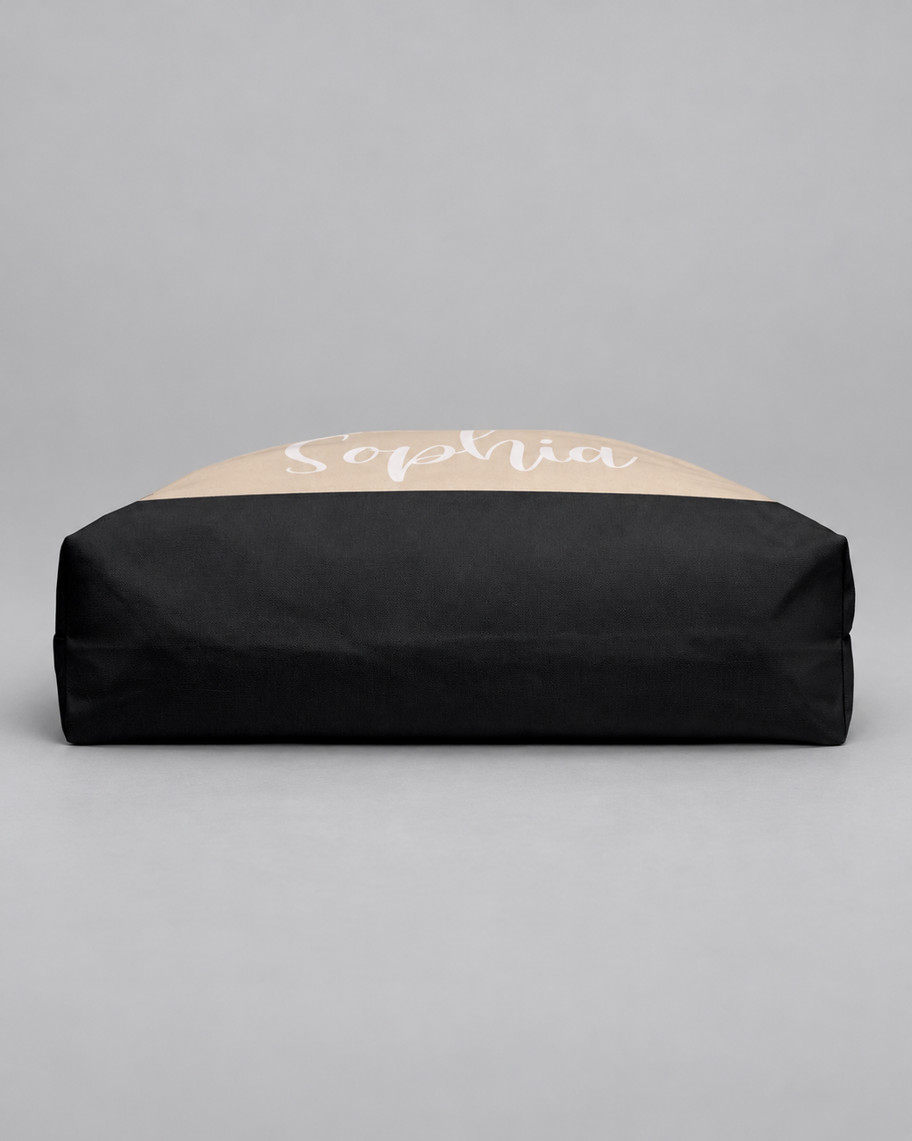 Personalized Colorblock Weekender Tote | Custom Script Name Travel Bag, Black & Natural