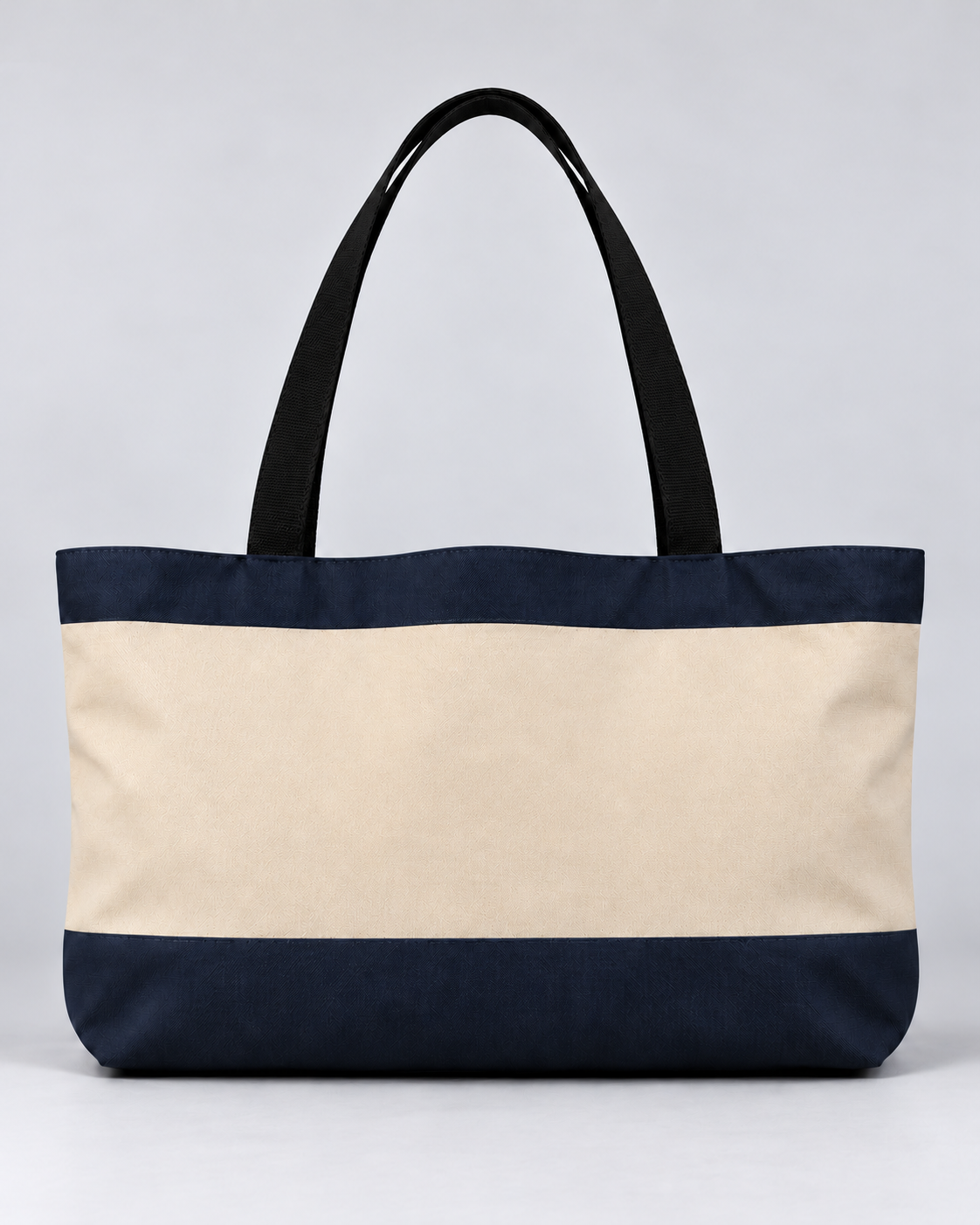 Personalized Colorblock Weekender Tote | Custom Script Name Travel Bag, Navy & Natural