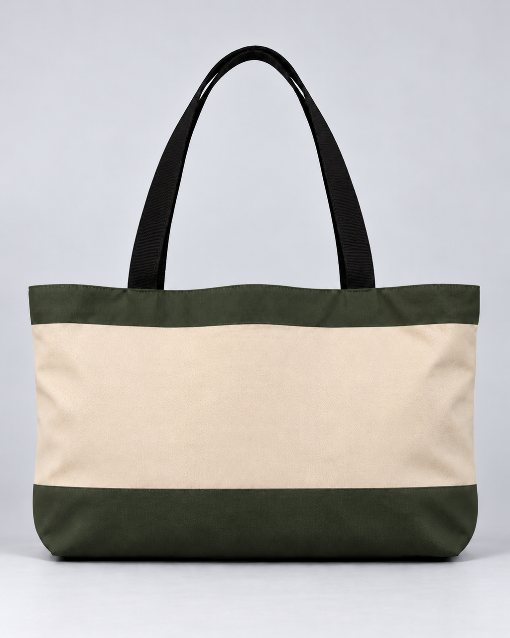 Personalized Colorblock Weekender Tote | Custom Script Name Travel Bag, Olive Green & Natural Sand