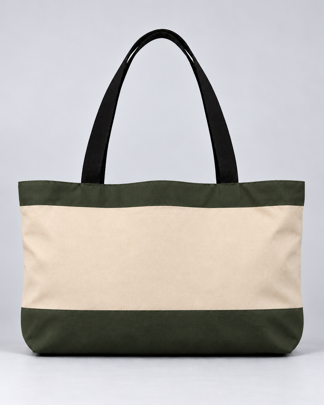 Personalized Colorblock Weekender Tote | Custom Script Name Travel Bag, Olive Green & Natural Sand