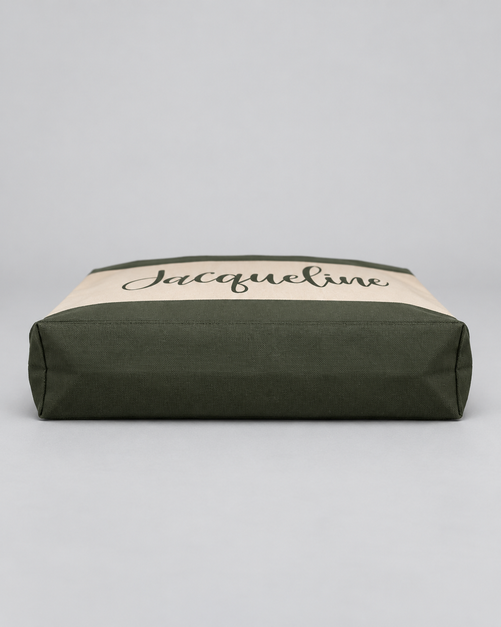 Personalized Colorblock Weekender Tote | Custom Script Name Travel Bag, Olive Green & Natural Sand