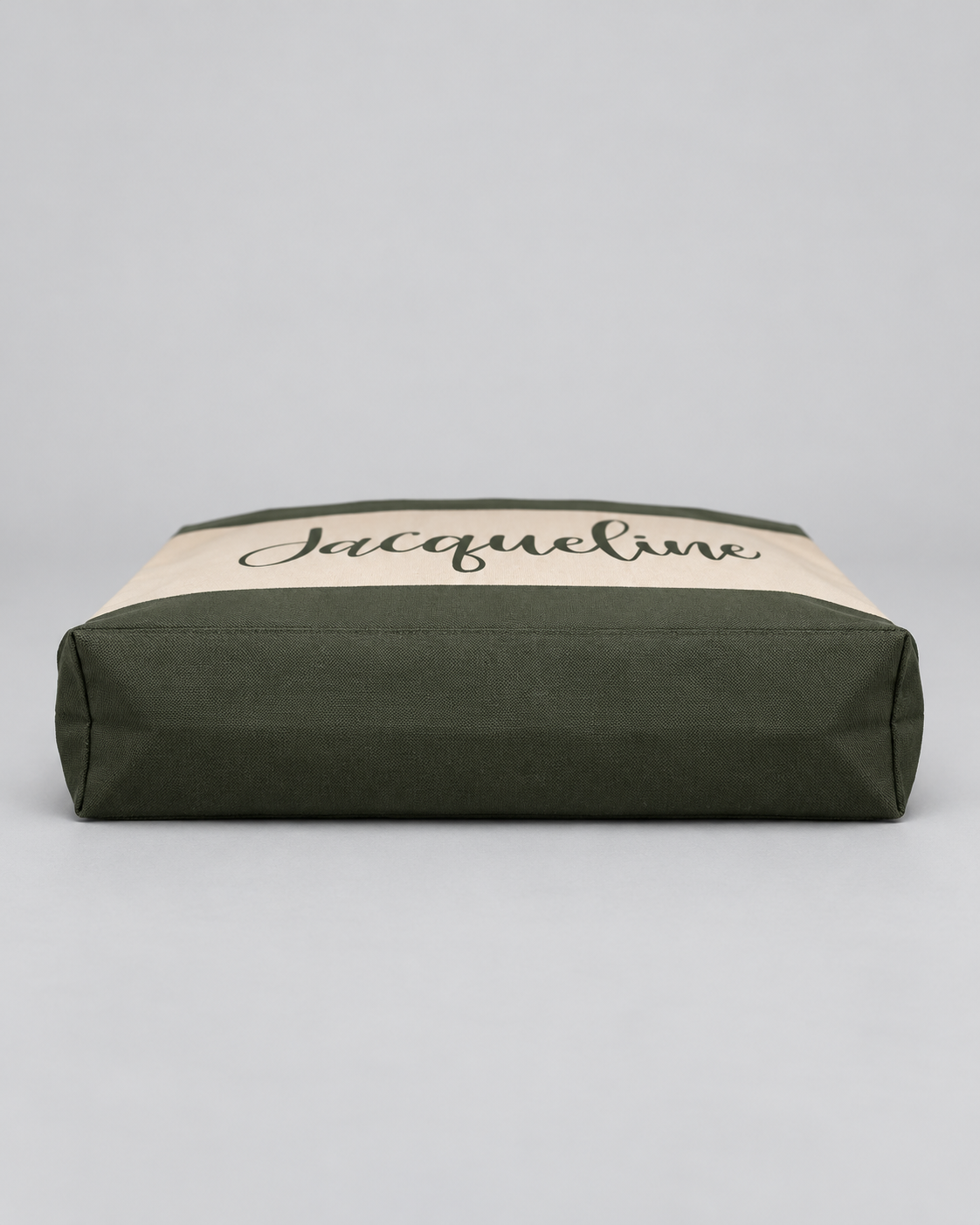 Personalized Colorblock Weekender Tote | Custom Script Name Travel Bag, Olive Green & Natural Sand