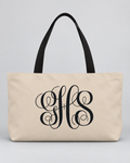 Personalized Elegant Script Monogram Weekender Tote | Custom Three-Initial Travel Bag