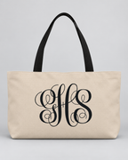 Personalized Elegant Script Monogram Weekender Tote | Custom Three-Initial Travel Bag