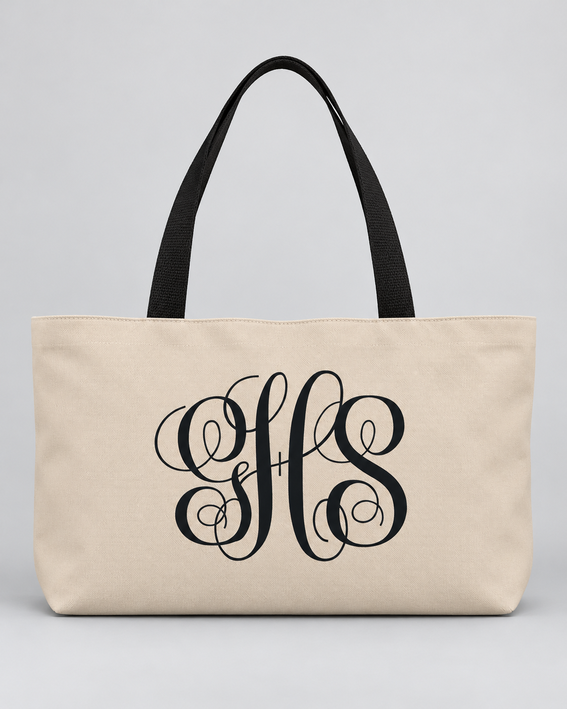 Personalized Elegant Script Monogram Weekender Tote | Custom Three-Initial Travel Bag