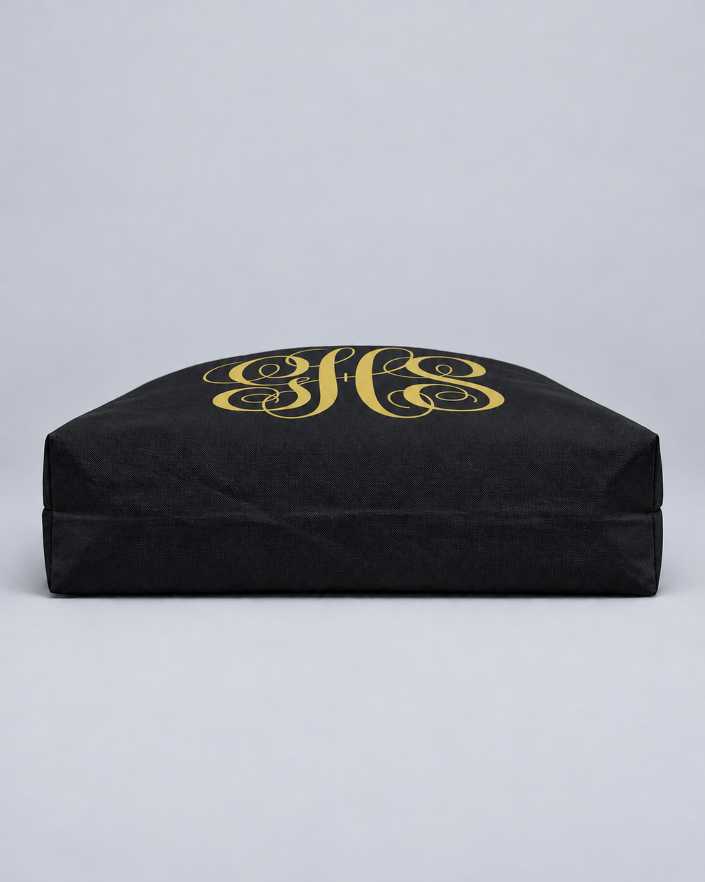 Personalized Elegant Script Monogram Weekender Tote | Custom Three-Initial Travel Bag, Black & Gold