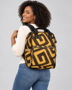Savannah Gold Commuter Backpack | Women’s Gold & Brown Geometric Work and Travel Bag