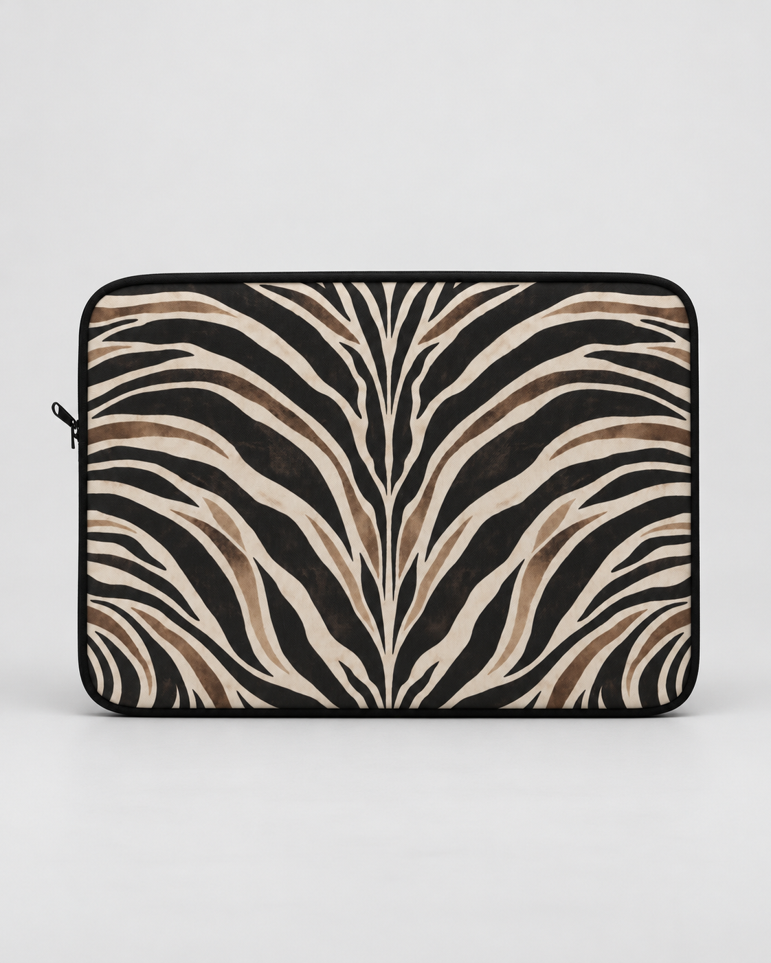 Wild Society Zebra Padded Laptop Sleeve | Neutral Animal Print Computer Case