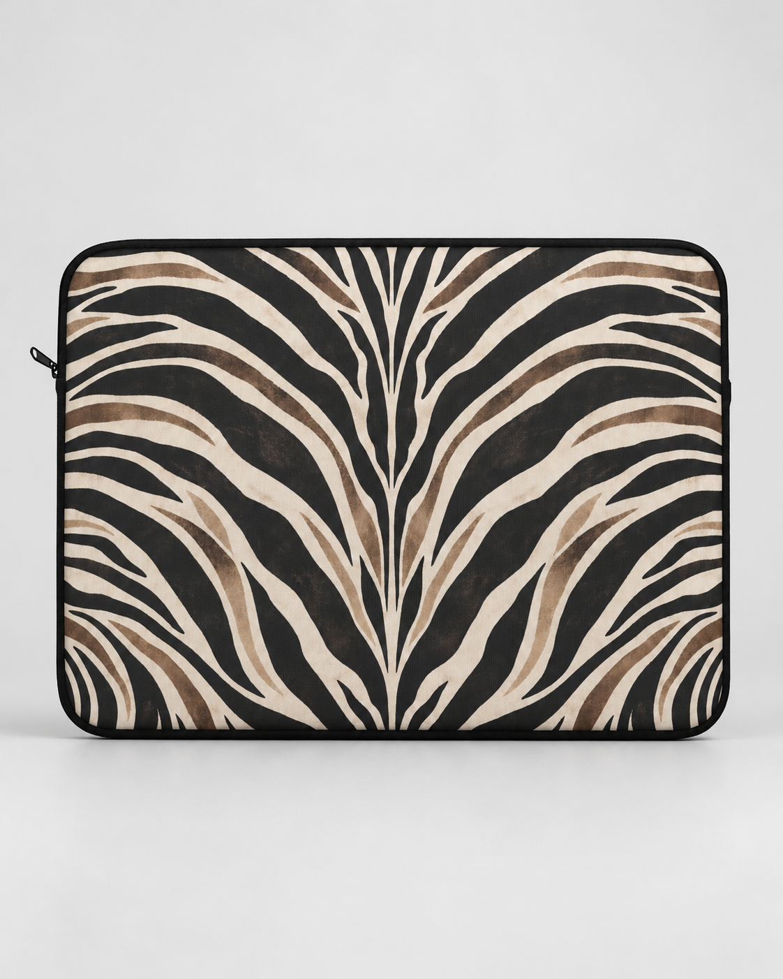 Wild Society Zebra Padded Laptop Sleeve | Neutral Animal Print Computer Case