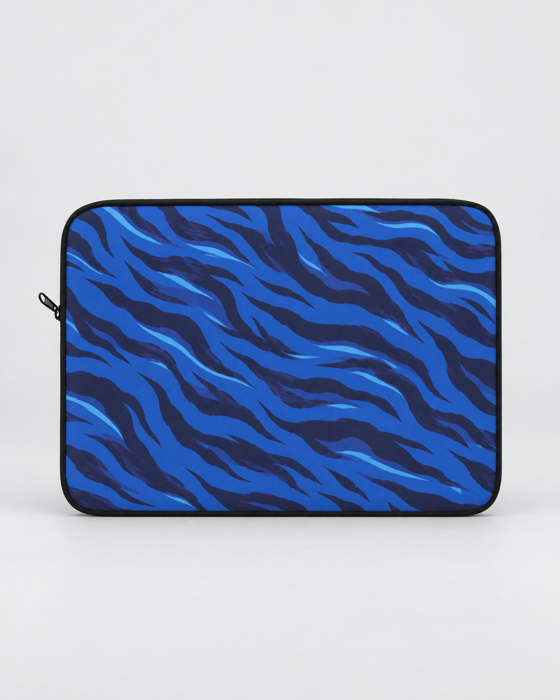 Blue Tiger Stripe Padded Laptop Sleeve | Navy & Royal Blue Animal Print Computer Case
