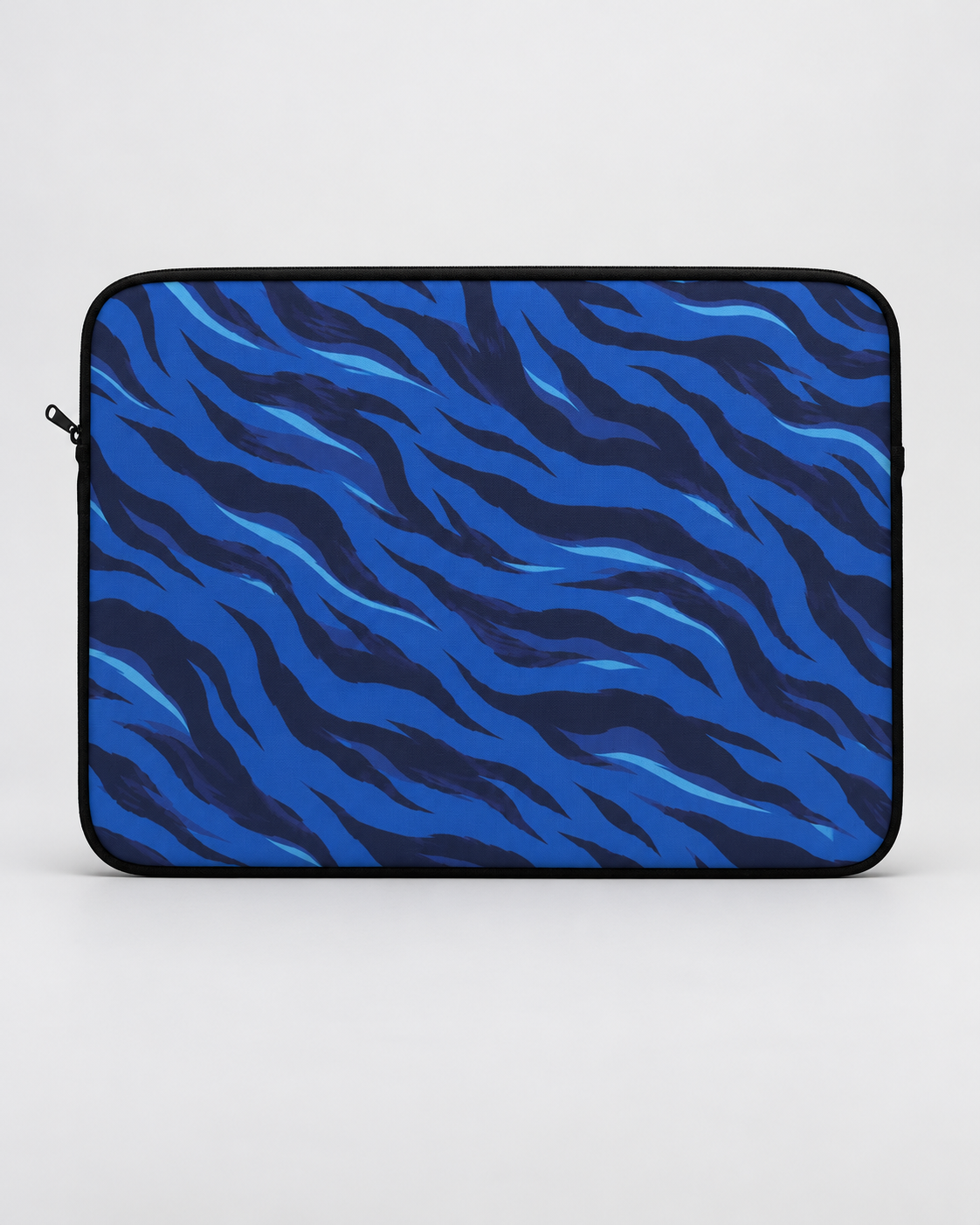Blue Tiger Stripe Padded Laptop Sleeve | Navy & Royal Blue Animal Print Computer Case