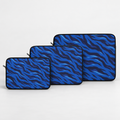 Blue Tiger Stripe Padded Laptop Sleeve | Navy & Royal Blue Animal Print Computer Case