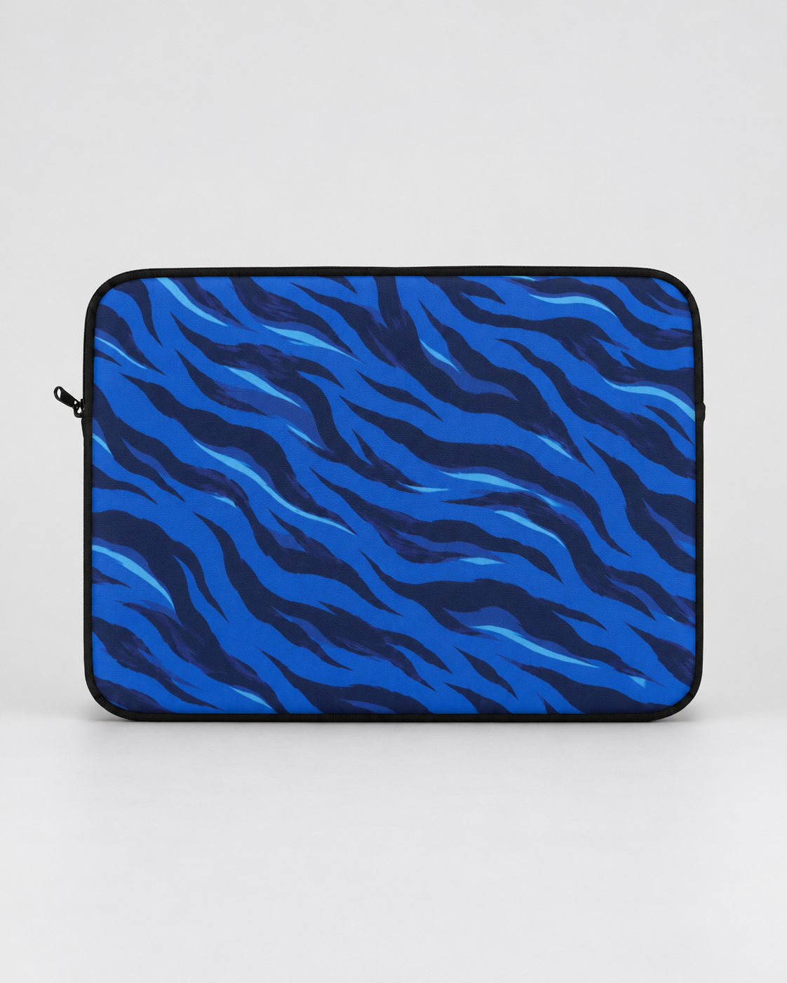 Blue Tiger Stripe Padded Laptop Sleeve | Navy & Royal Blue Animal Print Computer Case