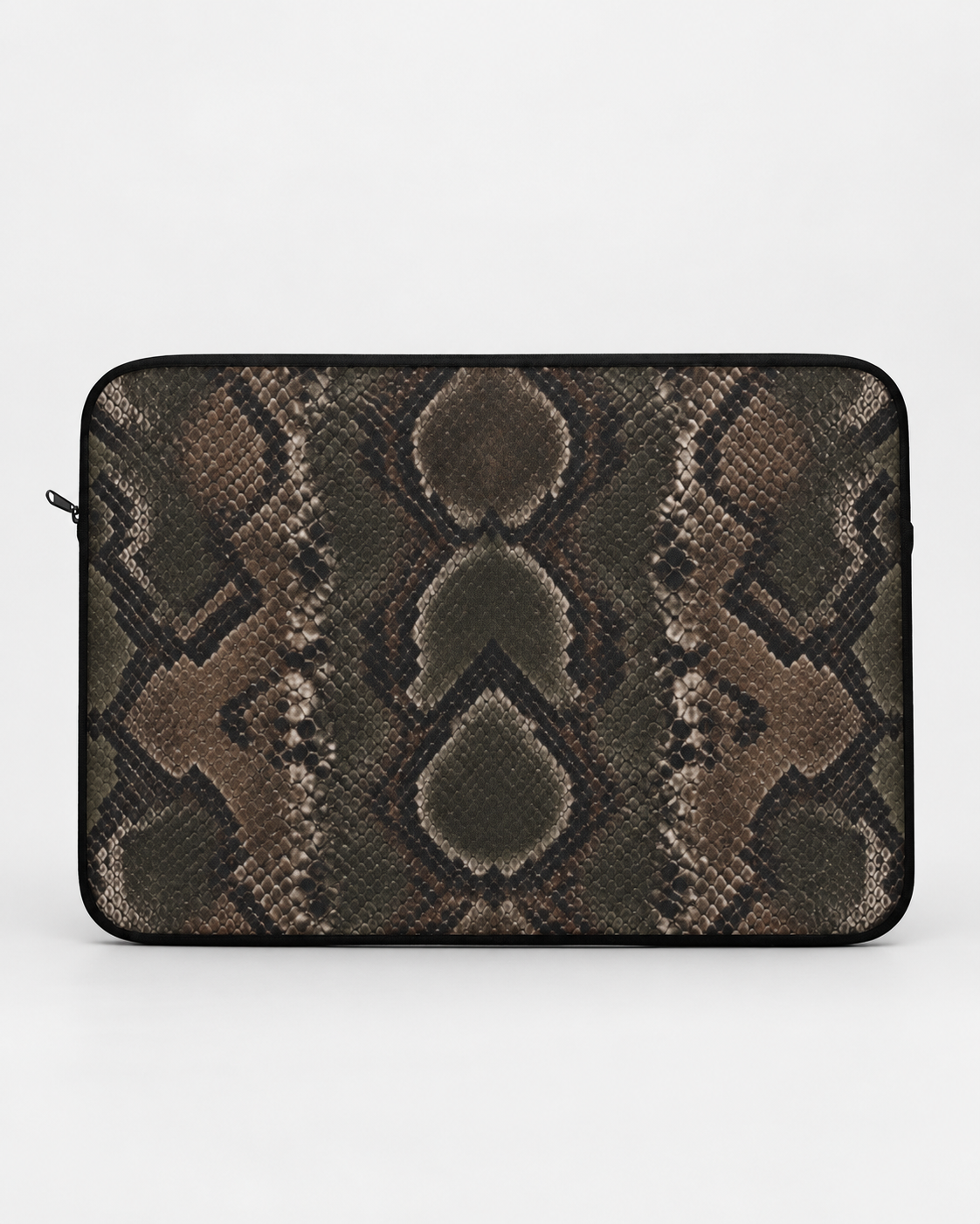 Python Allure Padded Laptop Sleeve | Olive & Brown Snakeskin Print Computer Case