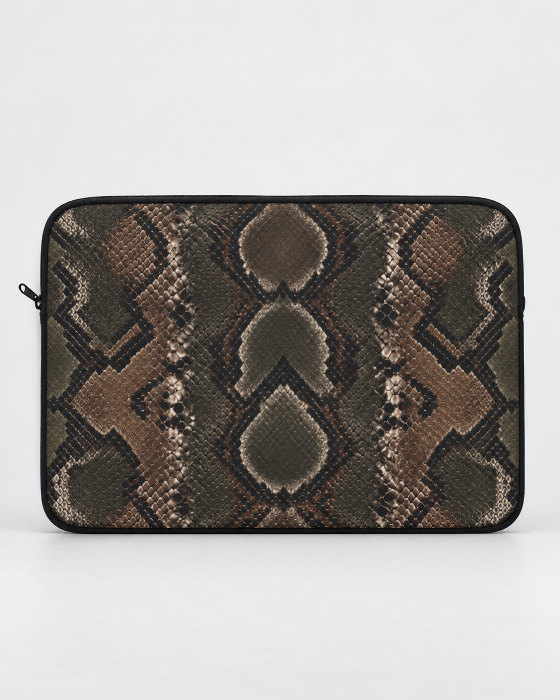 Python Allure Padded Laptop Sleeve | Olive & Brown Snakeskin Print Computer Case