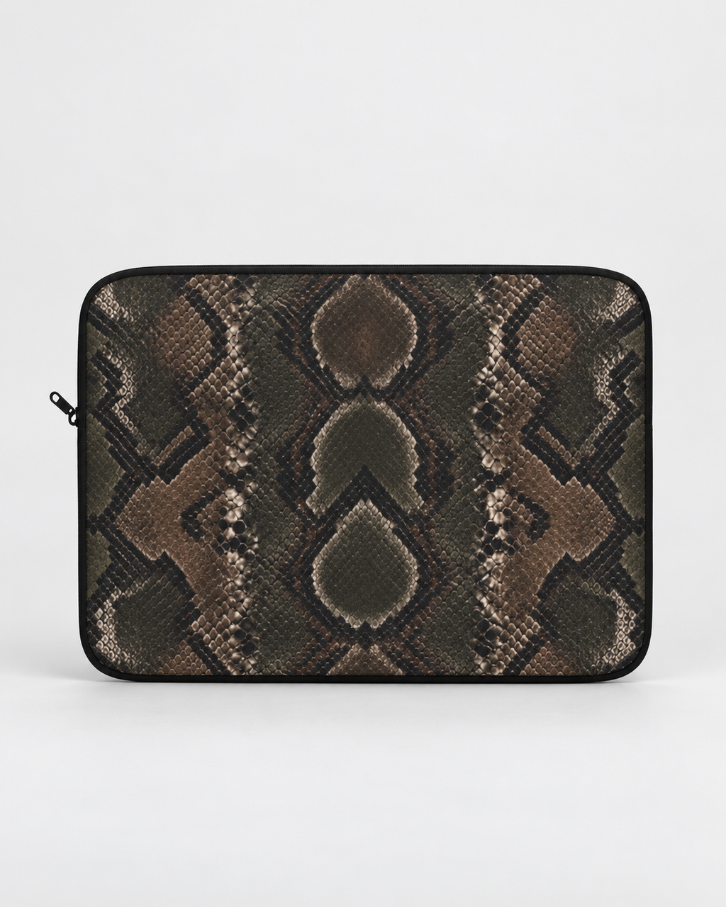 Python Allure Padded Laptop Sleeve | Olive & Brown Snakeskin Print Computer Case