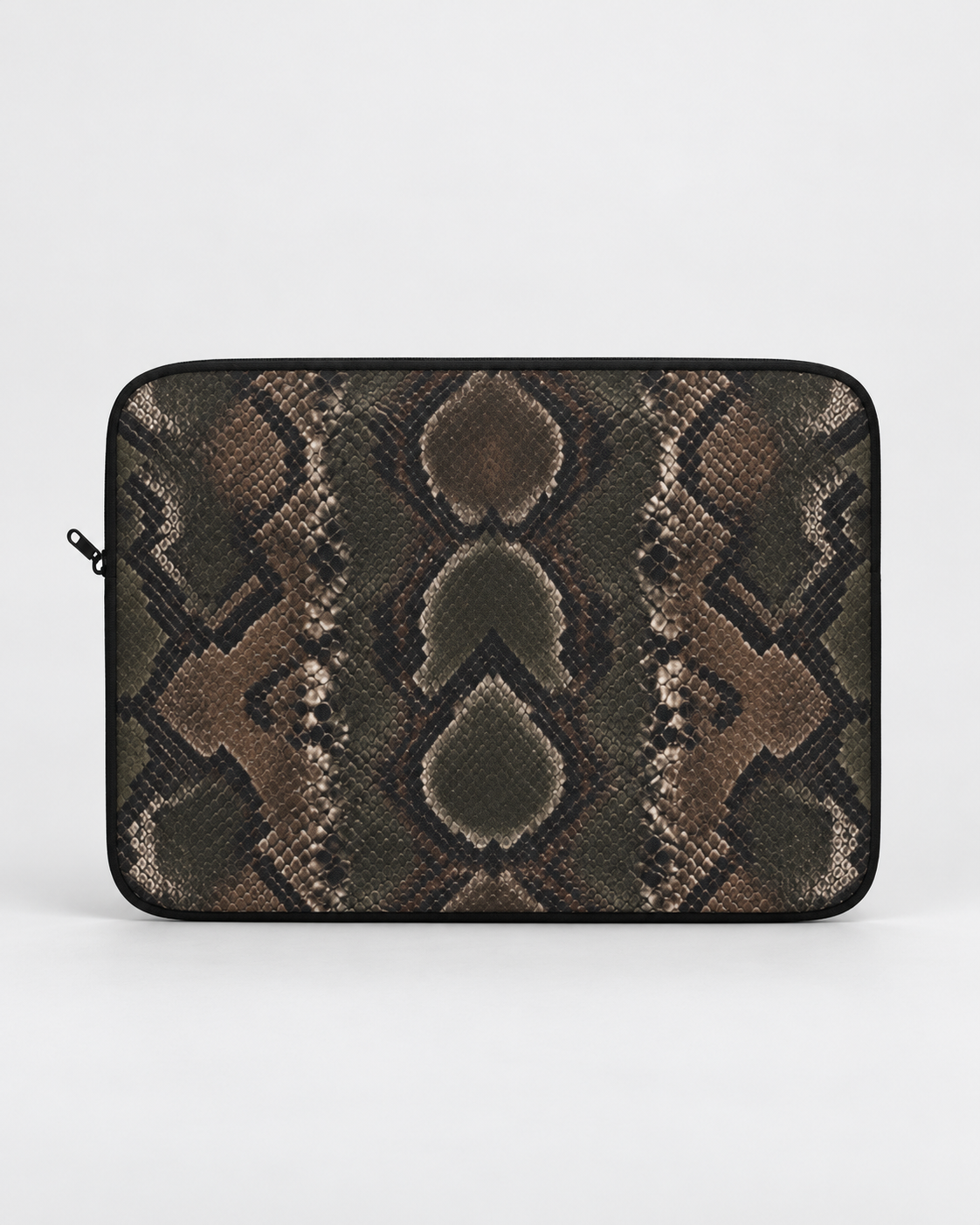 Python Allure Padded Laptop Sleeve | Olive & Brown Snakeskin Print Computer Case