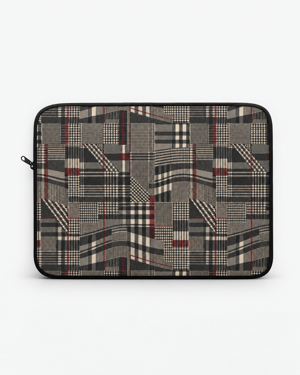Plaid Rebellion Padded Laptop Sleeve | Charcoal Patchwork Plaid Computer Case
