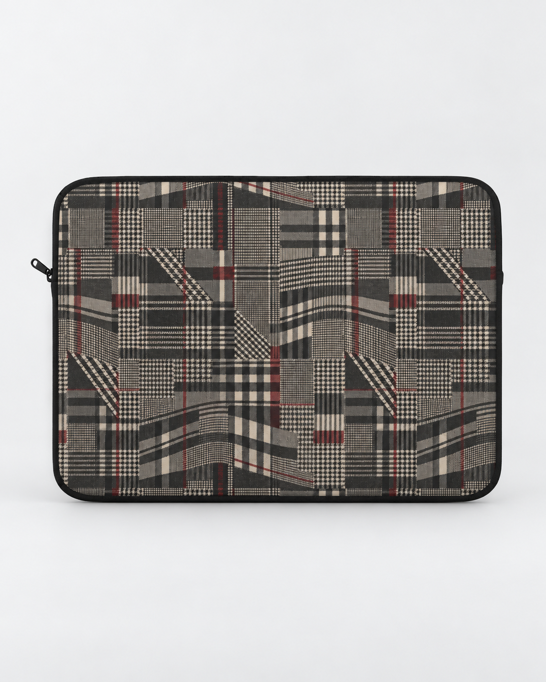 Plaid Rebellion Padded Laptop Sleeve | Charcoal Patchwork Plaid Computer Case