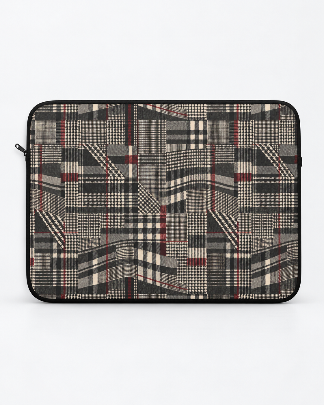 Plaid Rebellion Padded Laptop Sleeve | Charcoal Patchwork Plaid Computer Case