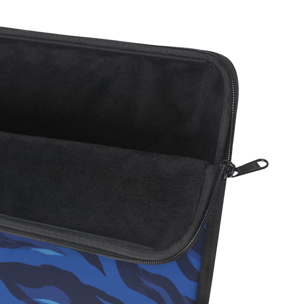 Blue Tiger Stripe Padded Laptop Sleeve | Navy & Royal Blue Animal Print Computer Case