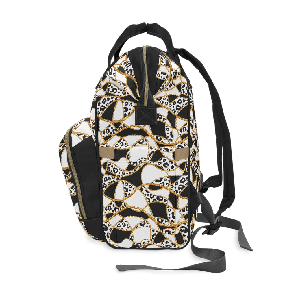 Gilded Safari Commuter Backpack, Ivory/Black/Gold