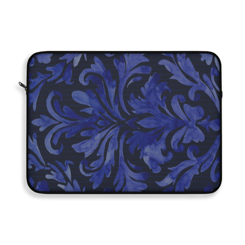 Blue Damask Slim Protective Laptop Sleeve —  Available in 12", 13", 15"