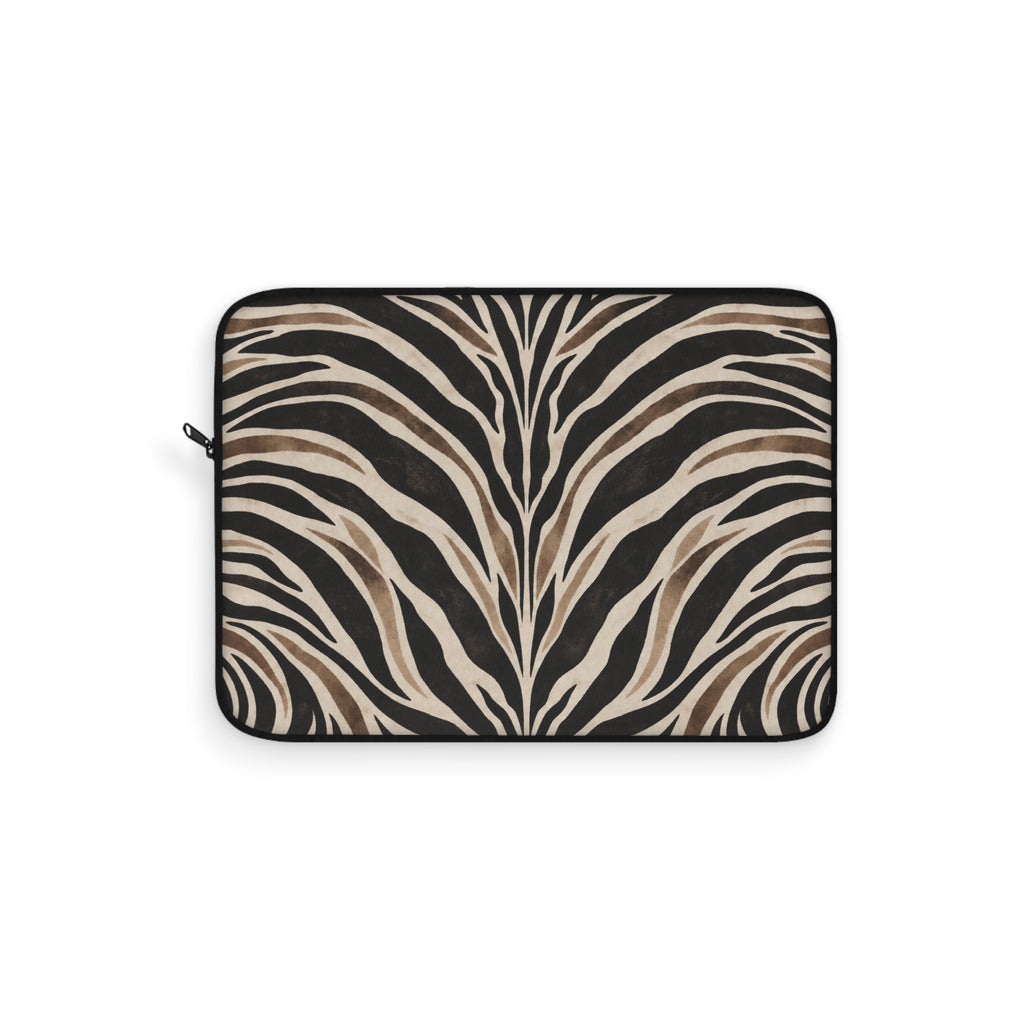 Wild Society Zebra Padded Laptop Sleeve | Neutral Animal Print Computer Case