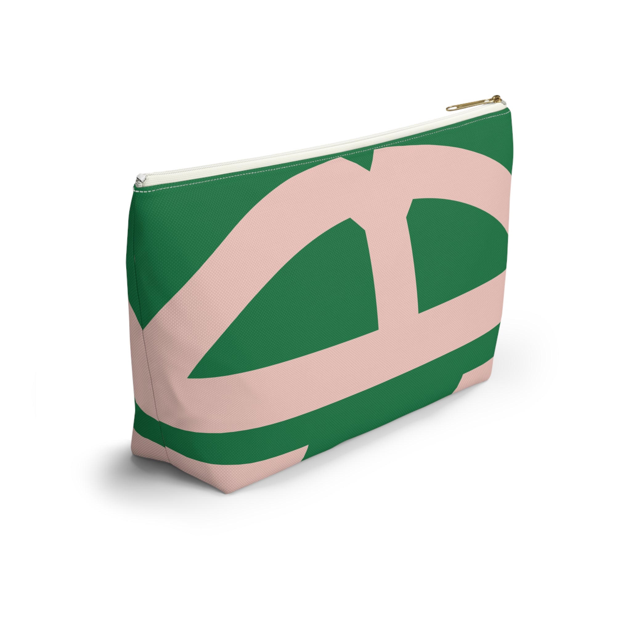 Signia Block Accessory Pouch, Green & Blush Pink