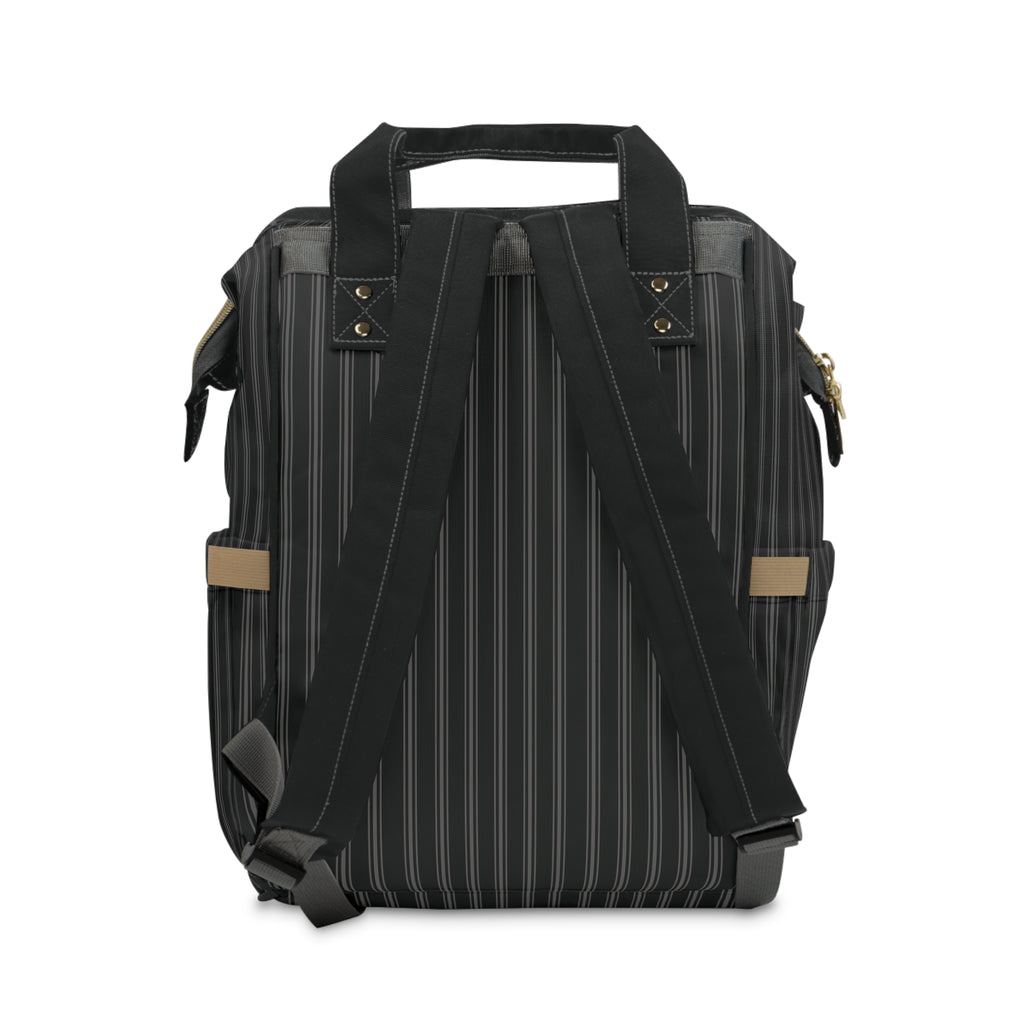 Pinstripe in Bloom Commuter Backpack, Black/Gray