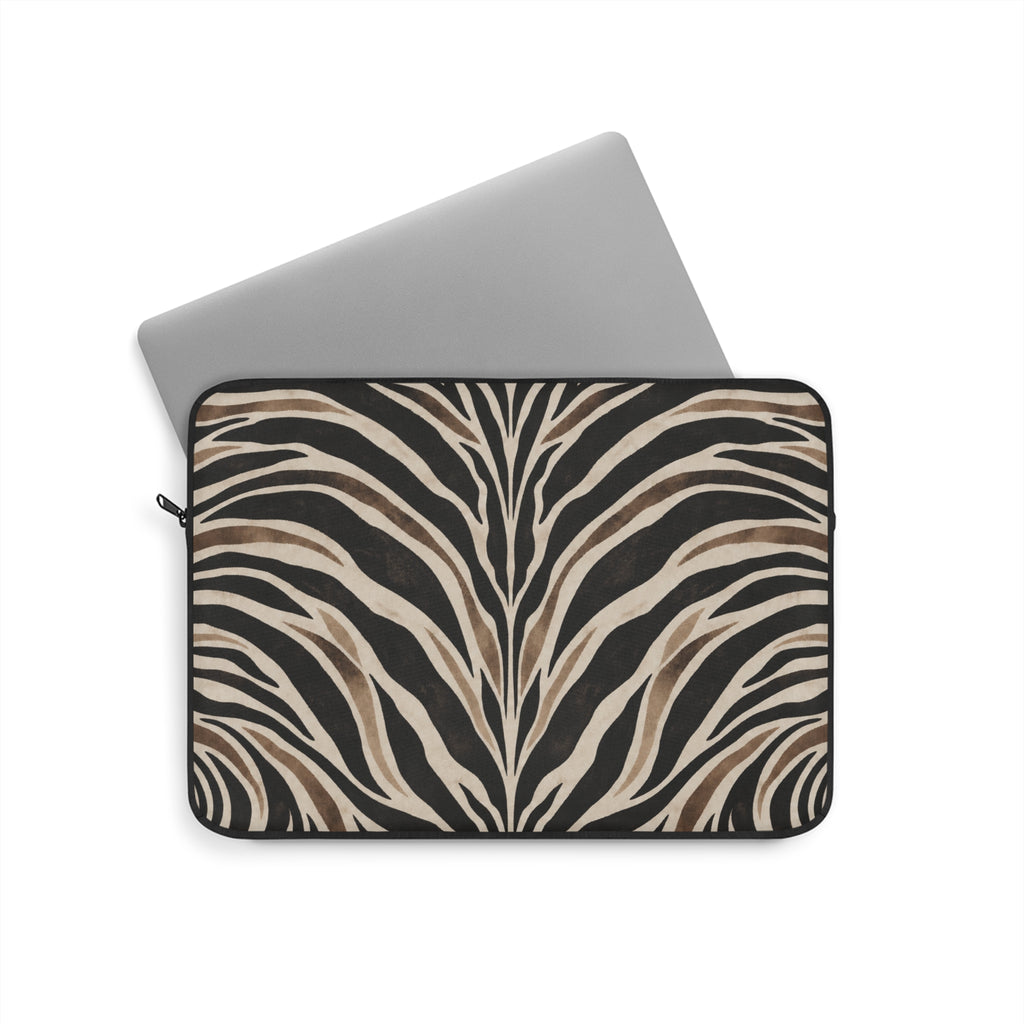 Wild Society Zebra Padded Laptop Sleeve | Neutral Animal Print Computer Case