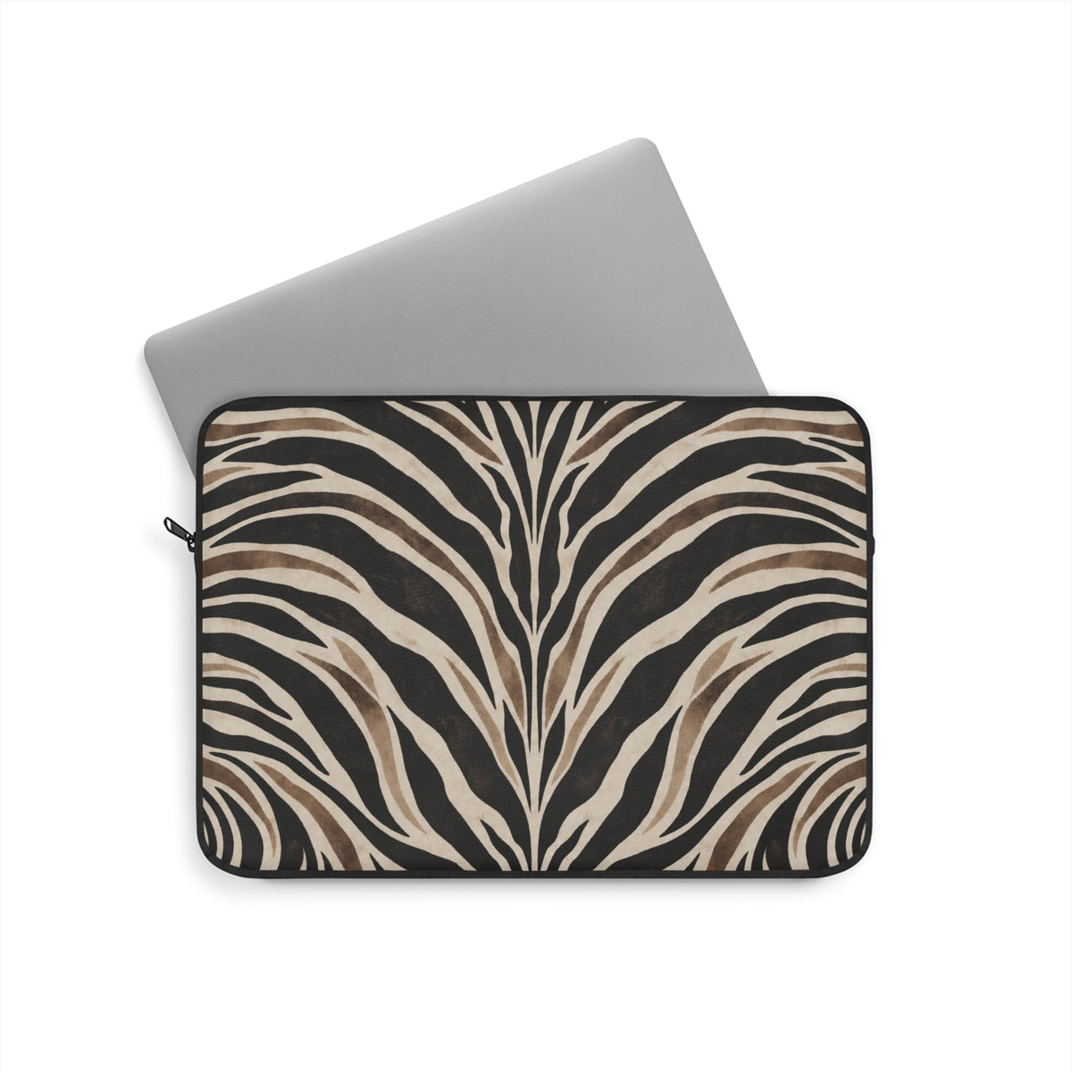 Wild Society Zebra Padded Laptop Sleeve | Neutral Animal Print Computer Case