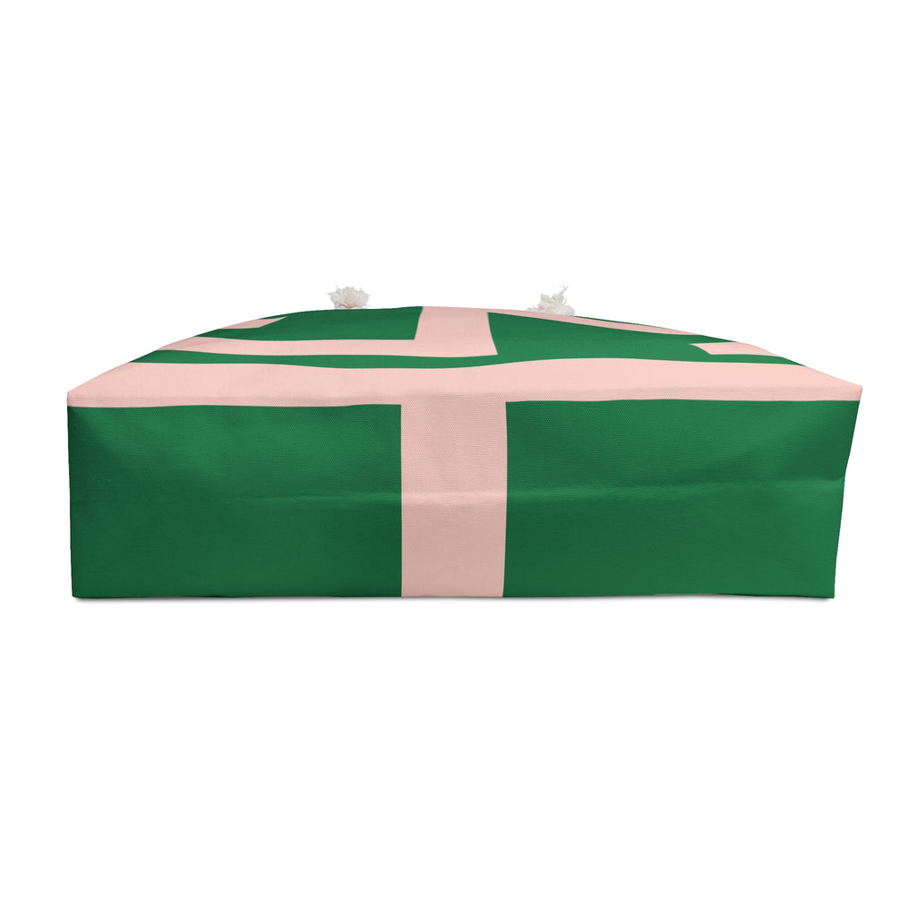 Signia Block Monogram Weekender Beach Bag, Green & Blush Pink