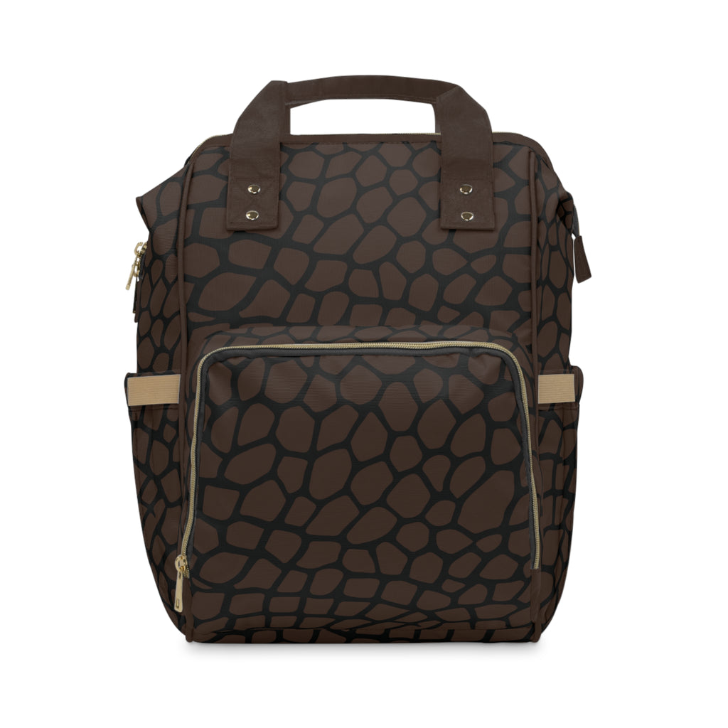 Giraffe Print Commuter Backpack, Brown/Black