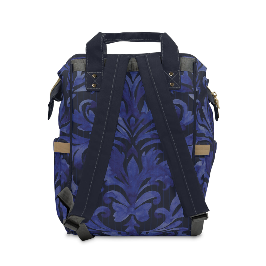Blue Damask Nylon Multifunctional Carry-On Backpack — Lightweight Travel & Everyday Essential