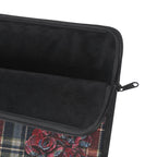 Rogue Rosette Plaid Padded Laptop Sleeve | Red & Navy Floral Computer Case