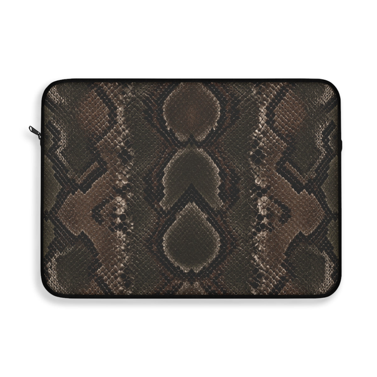 Python Allure Padded Laptop Sleeve | Olive & Brown Snakeskin Print Computer Case