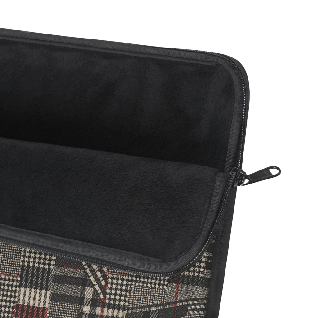 Plaid Rebellion Padded Laptop Sleeve | Charcoal Patchwork Plaid Computer Case